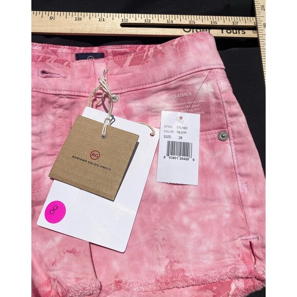 AG Adriano Goldschmied Daisy Low Rise Pink Tie Dye Women's‎ Shorts 28 NWT - Picture 3 of 5